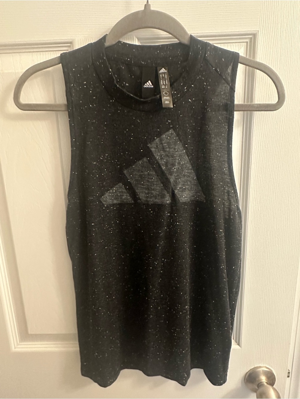 Adidas Essentials Black Speckled Women’s Size XS Sleeveless Tank Top